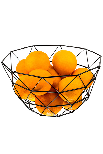 awwaline Coș cu fructe, awwaline, model triunghiular, metal, negru, 26 x 15 cm