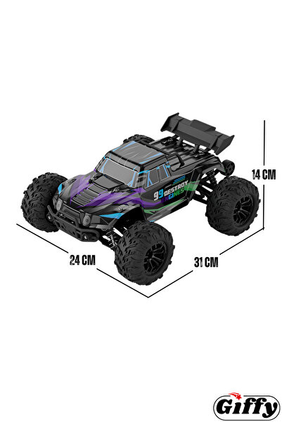 giffy Oyuncak Uzaktan Kumandalı 50 Km Hız Yapan Araba, 4X4 Offroad 1300 MaH Şarjlı Yüksek Teker Jeep