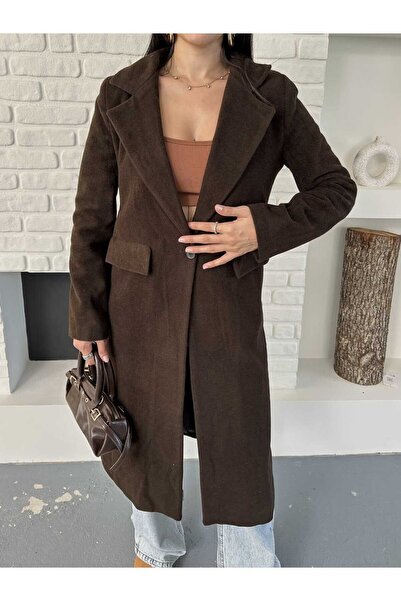 MYGİYİMİSTANBUL Παλτό με μονό κουμπί και λεπτομέρεια τσέπης με επένδυση