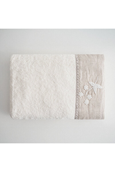 Ecocotton Ayliz Банний рушник 100% органічна бавовна з вишивкою вручну, кремовий, 80x150 см