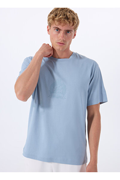 HUGO Bisiklet Yaka Düz Açık Mavi Erkek T-Shirt 50538246_Daminor 10258299 01
