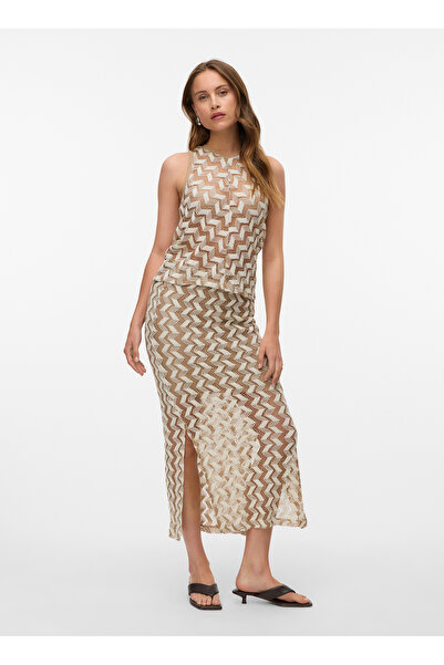 Vero Moda Yüksek Bel Krem Kadın Uzun Etek VMTIKKA HW ANKLE SKIRT JRS GA