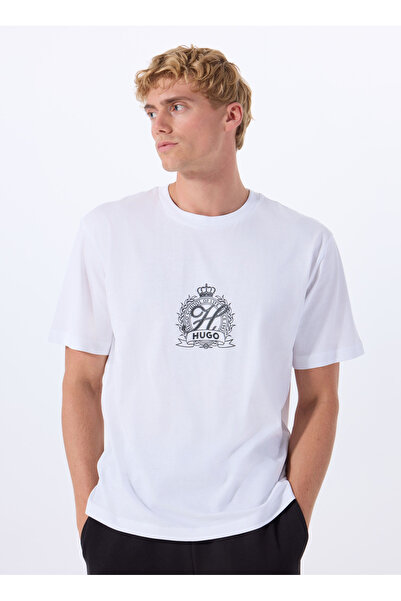 HUGO Crew Neck Plain White Men's T-Shirt 50538246_Daminor 10258299 01