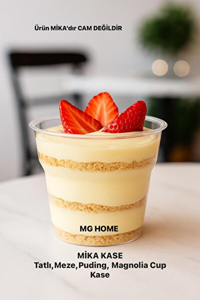 MG HOME 100 Adet 180 Cc Kalın Plastik Mika Tatlı Sunum Meze Puding Magnolia C...