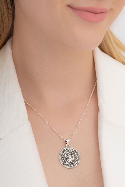 OSMANLI GÜMÜŞ Çift Taraflı Nazar Duası Ve Kıtmir Gümüş Kolye Zincir