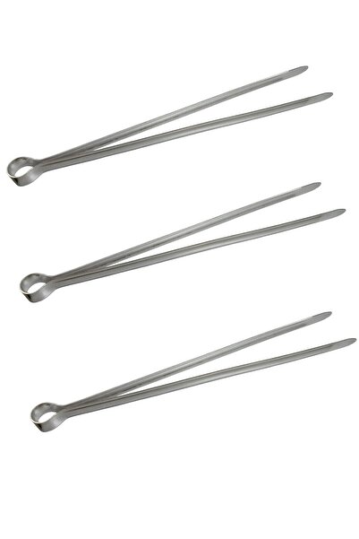 Russet 3'lü Uzun Kömür Köfte Maşası Sivri Mangal Maşası Izgara 37,50 Cm