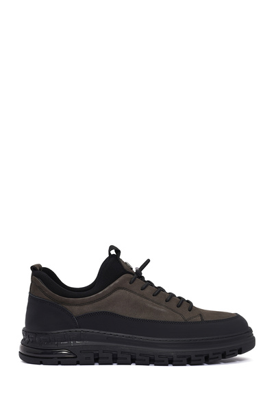 Derimod Men's Gray Lace-Up Nubuck Leather Casual Shoes 25Wfd6767V3