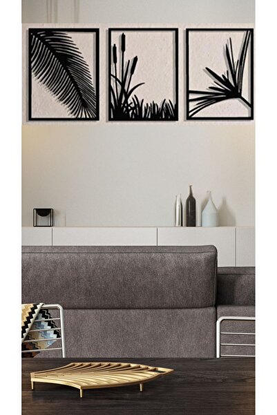 Numa Concept أوراق وقصب خشبية من خشب MDF مقطوعة بالليزر، 3 قطع، كل قطعة مقاس 30x24 سم