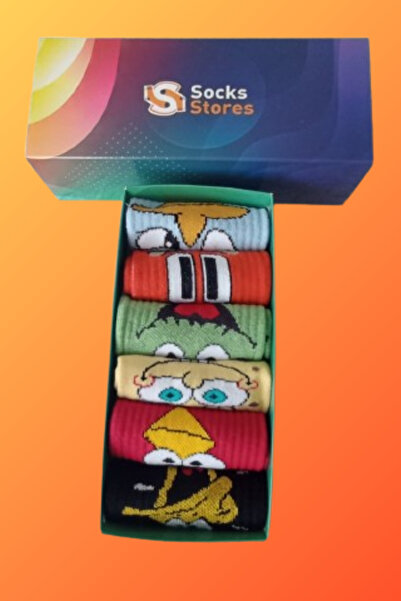 Esinti 6 Çift Uzun Pamuklu Renkli Desenli Çorap –Unisex Kadın Erkek Çorap Seti (KUTULU)