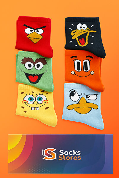 Esinti Erkek Kadın Çorap Soket Uzun Corap Renkli Desenli Çoraplar (KUTULU)