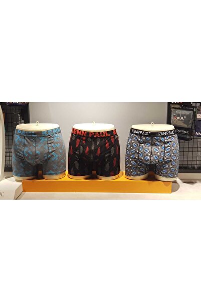 KENN PAUL 3'lü Boxer 3XL–6XL Büyük Beden – Desenli, Yumuşak Pamuk