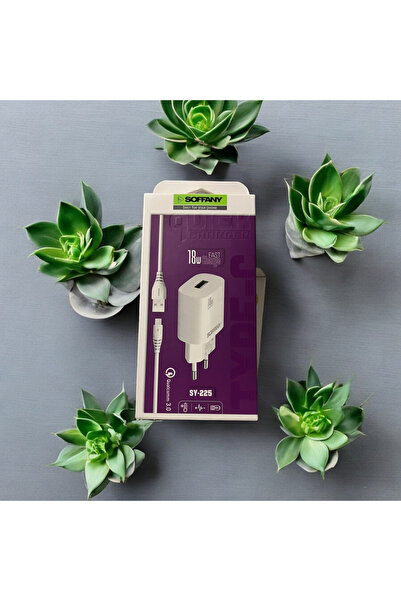 Soffany Samsung, Xiaomi uyumlu 18W QC TYPE-C Şarj Seti (Şarj Başlığı ve Kablosu)