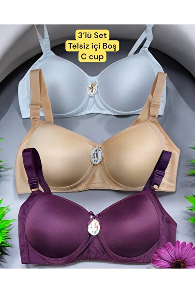 SATTENS 3lü renk Dolgusuz içi boş telsiz büyük beden sütyen - anne sütyeni