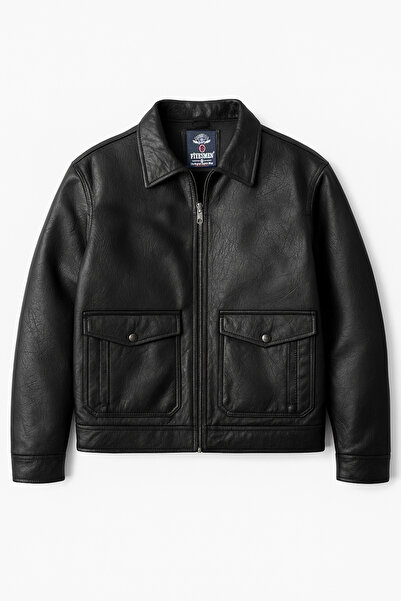 Fiyesmen سترة من الجلد الصناعي خفيفة الوزن ذات ملمس ناعم وقصة ضيقة--1633--