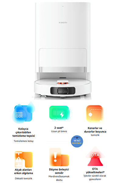 Xiaomi YüksekGüç 6000PA Otomatik Paspas Yıkama ve Halı Tanıma Özellikli Çöp İ...