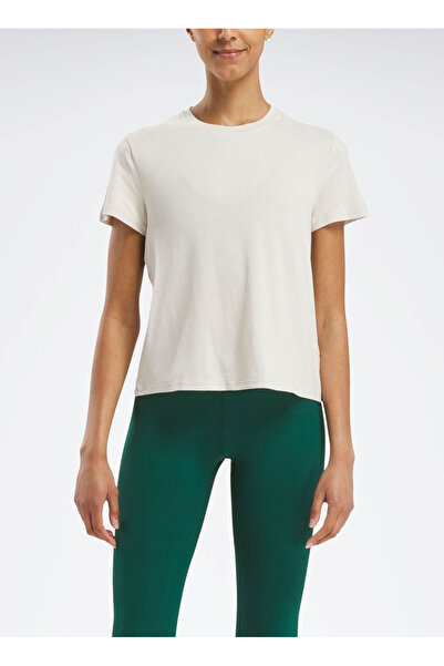 Reebok 100214948 ACTIV COLL RBK-CHILL+DREA Ekru Yuvarlak Yaka Regular Fit Düz Kadın T-Shirt
