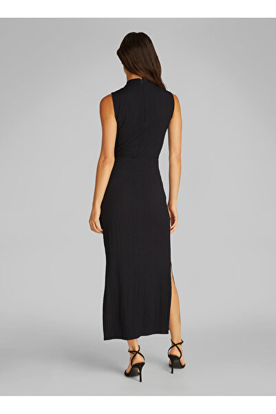 Calvin Klein Calvin Klein Dik Yaka Düz Siyah Standart Kadın Elbise K20K208304BEH