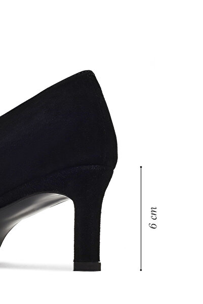 Derimod Women's Black Short Thin Heeled Suede Leather Stiletto 25Afd184910