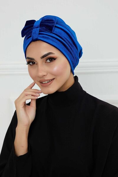 Aisha's Design Velvet Bonnet with Front Bow, B-7K, Saks