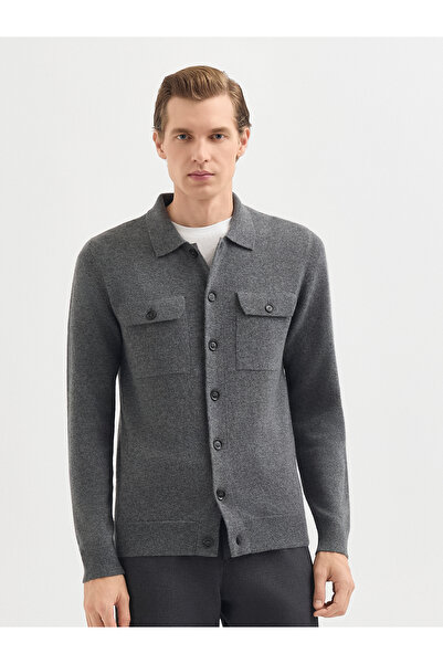 Karaca Erkek Regular Fıt Triko Hırka-Gri