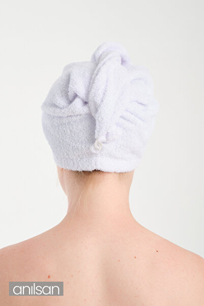 Anılsan Біла 100% бавовняна рушник - шапочка - шапочка для сушіння волосся - рушник для голови - душ і ванна