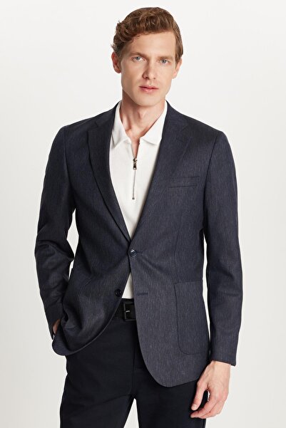 Tudors Чоловічий Slim Fit Mono комір з двома розрізами Casual темно-синій однобортний піджак