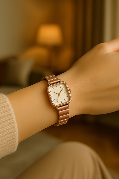 Tulpar Premium Series Rose Gold Retro Square Women's Wristwatch
