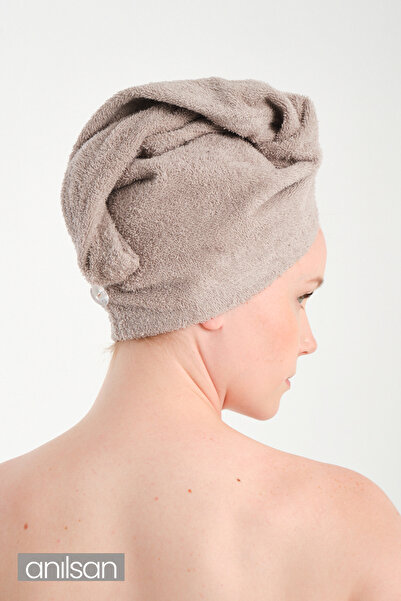 Anılsan 100% бавовняна бежева рушник-шапочка для сушіння волосся, рушник для голови, рушник для душу, рушник для ванної кімнати, рушник для мокрого волосся