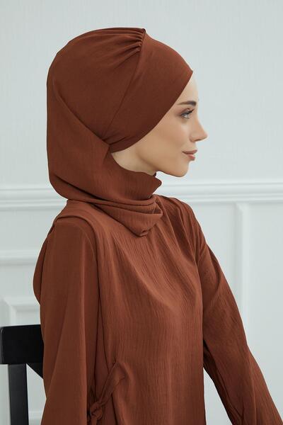 Aisha's Design Έτοιμο τουρμπάν με βολάν στο πλάι, ht-73a, σκούρο καφέ