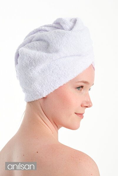 Anılsan Біла 100% бавовняна рушник - шапочка - шапочка для сушіння волосся - рушник для голови - душ і ванна