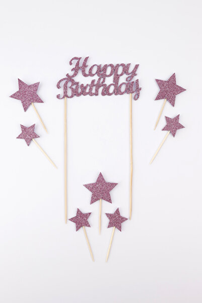 Le Mabelle زينة كعكة عيد ميلاد سعيد على شكل نجمة أرجوانية