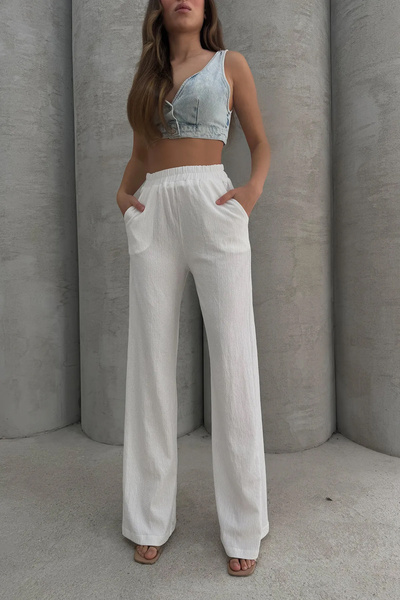 Lesa Wear High Waist Wide Leg Lycra Flared Jersey Pants - Soft Design
