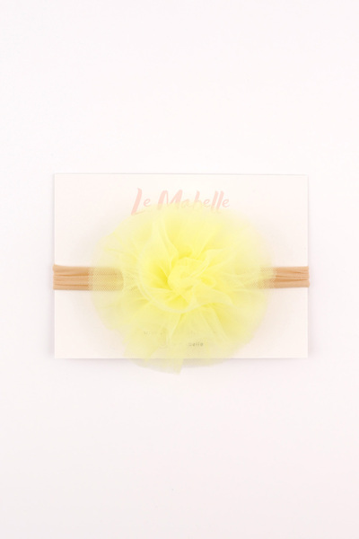 Le Mabelle رباط شعر بناتي على شكل زهرة من التول الأصفر
