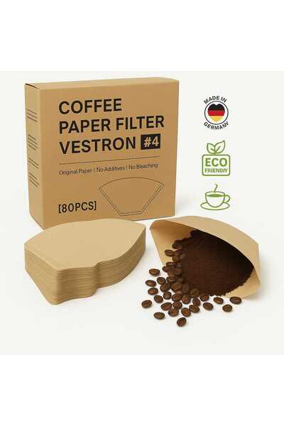 VESTRON Filtre Kahve Kağıdı No:4 80'li (1 PAKET 80 ADET) VCW Doğal Kahverengi