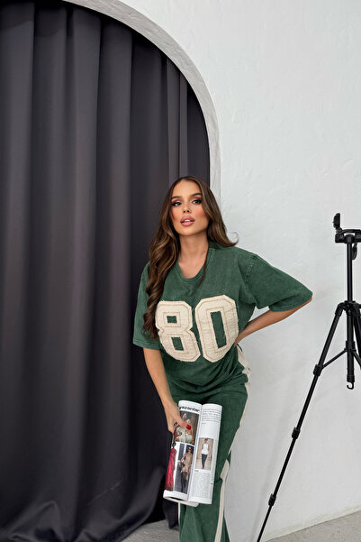 Bliss Γυναικείο σετ αθλητικών κοστουμιών 80 με λεπτομέρειες με κοντό μανίκι, άνετο και στενό, σκούρο ανθρακί