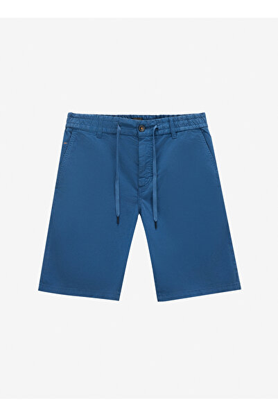 BOSS Koyu Mavi Erkek Bağlamalı Bel Tapered Fit Şort Chino-tapered