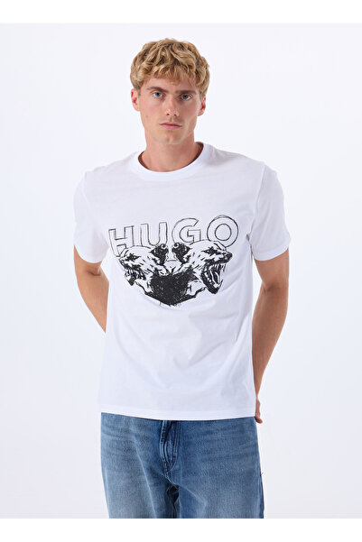 HUGO Bisiklet Yaka Düz Beyaz Erkek T-Shirt 50538257_Durro 10258299 01