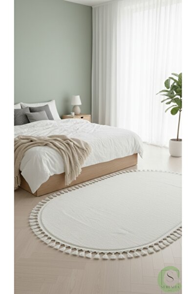 SERENİTA KAYMAZ TABAN BEYAZ POST/PELUŞ PONPON SAÇAKLI MODERN OTURMA ODASI SAL...