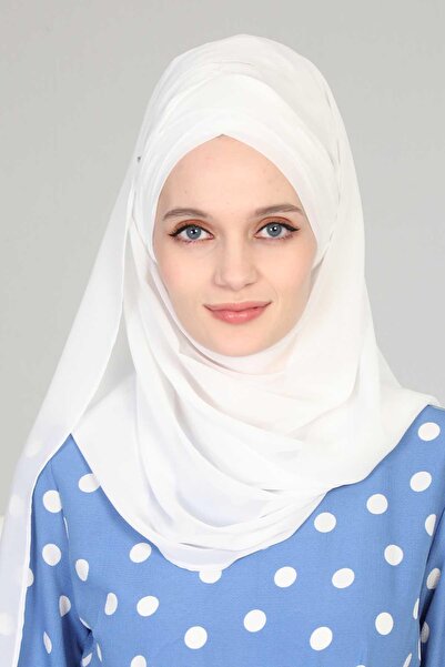 Ayşe Tasarım Cross Practical Chiffon Shawl,Cps-502,Cps-502,White