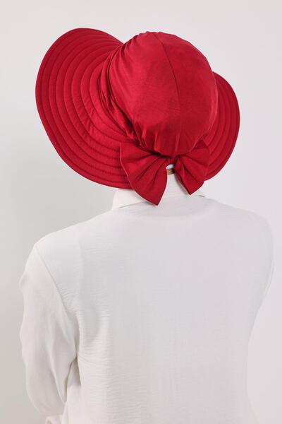 Aisha's Design Combed Cotton Bonnet Turban with Detachable Bow on the Back, S-4, Burgundy