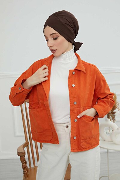 Aisha's Design Χτενισμένο βαμβακερό καπό με ζώνη, B-31, καφέ