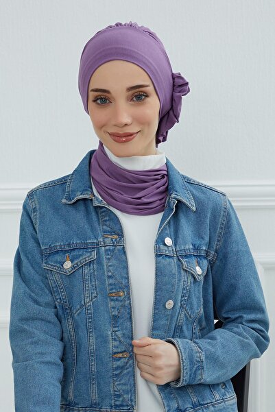 Aisha's Design Turban gata din bumbac pieptănat cu volane laterale, ht-73, vi...