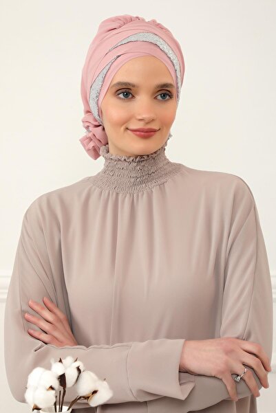 Aisha's Design Turban din șifon cu design special cu paiete strălucitoare, HT...
