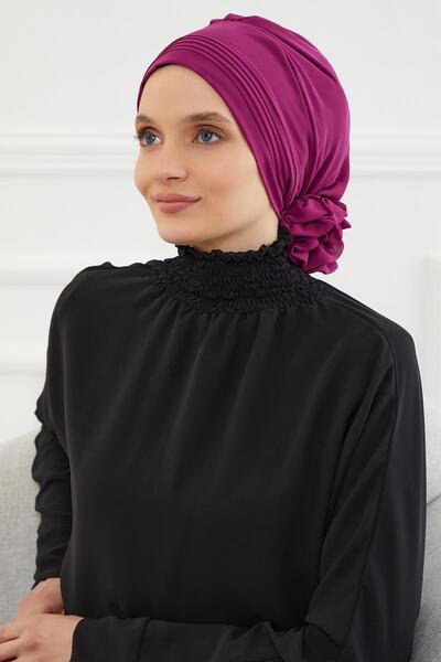 Aisha's Design Stitched Pleated Chiffon Ready Turban, Fuchsia, Ht-31