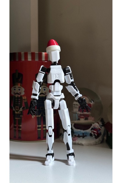 Loopify Lucky 13 Aksiyon Figürü Robot Oyuncak 13cm ve Yılbaşı Şapkası Seti Beyaz