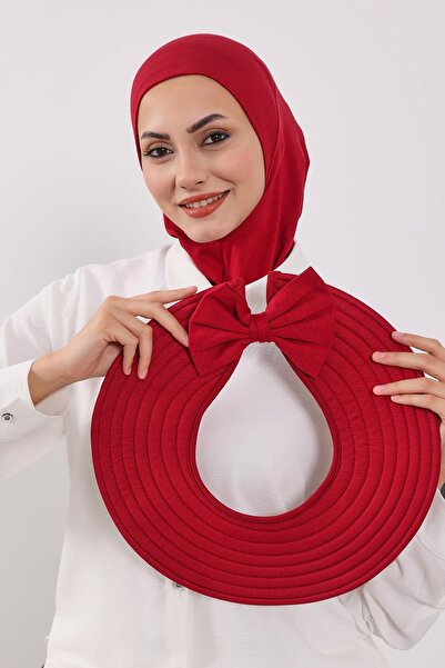 Aisha's Design Ninja Bone Turban with Detachable Bow on the Back, S-5, Burgundy