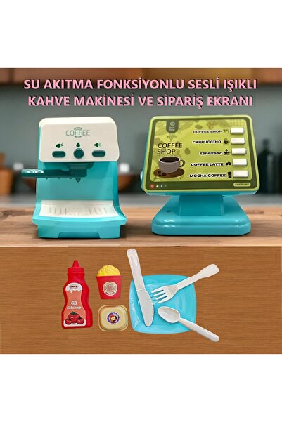 Brother Toys Kutulu 12 Parça Su Akıtma Fonksiyonlu Seslı Işıklı Kahve Makines...