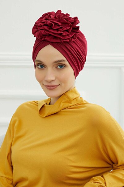 Aisha's Design Rose Combed Cotton Bonnet, B-21, Burgundy