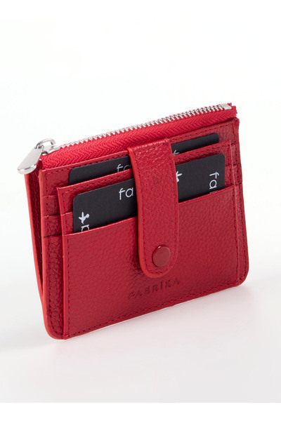 Fabrika Kırmızı Kadın Deri Kartlık frk 533 Flt Deri krmz