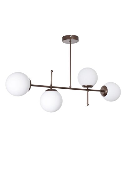 Modavize Feris Modern Tasarım Salon Mutfak Yatak Odası Kahverengi Renk Beyaz Camlı 4 Lü Avize